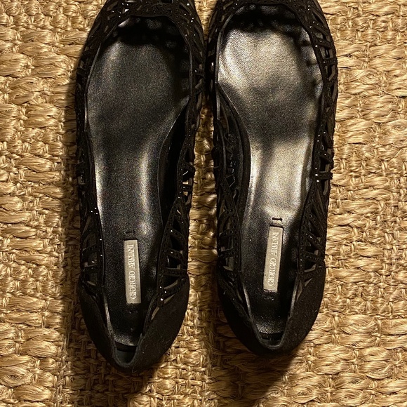 Brand  new Giorgio Armani Women's Black Rhinestone Embellished  Flats Size 38.5 - Picture 8 of 10